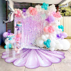 Mermaid Party Decoration 59 x 79 Inch Large Seashell Rug Under the Sea Decor Purple Pink Mermaids Floor Mat Decorative Area Rug for Mermaid Birthday Ocean Theme Photo Prop Backdrop Beach Wedding Party