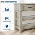 GarveeHome Entryway Table, Console Table with 2 Storage Drawers, 3 Tier Farmhouse Wooden Sofa Table, Hallway Tables for Entryway, Living Room, Rustic Grey