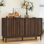 Otterease Fluted Cabinet with Storage, Small Buffet Cabinet Sideboard with Door, Kitchen Buffet Storage Accent Cabinets with Adjustable Shelves for Living Room, Entry, Hallway,Wlanut