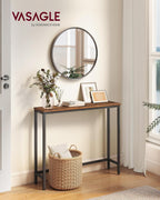 VASAGLE BARNET Collection - Console Table, Thin Narrow Entryway Doorway Table, One Piece Top, for Hallway Bedroom, Steel Frame, Modern, 1 Tier, Rustic Brown and Ink Black ULNT035KD01S