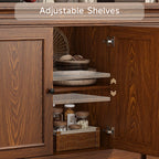Sideboard Buffet Cabinet with Storage, 63" Large Credenza Kitchen Storage Cabinets with Drawer and Door, Wood Coffee Bar Table with Adjustable Shelf for Living Room, Kitchen, American Retro, Brown