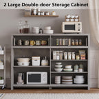 Fluted Sideboard Buffet Cabinet with Storage and Large Drawers, 55" W Credenza Storage Cabinet for Living Room or Entryway, 40'' H Farmhouse Buffet Table with Adjustable Shelves, Console Cabinet