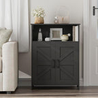 Homhedy Farmhouse Bathroom Storage Cabinet with 2 Doors, Toilet Paper Cabinet with Adjustable Shelf, Small Bathroom Cabinet for Kitchen/Laundry/Living Room, 11.8 x 23.6 x 31.5 Inches, Black