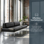 Modern Modular Reception Bench Sofa, Faux Leather Waiting Room Seating with Metal Frame, Upholstered Ottoman Bench for Office Lobby, Salon, Clinic & Lounge Brown 55.1" L × 21.5" W × 31.5" H