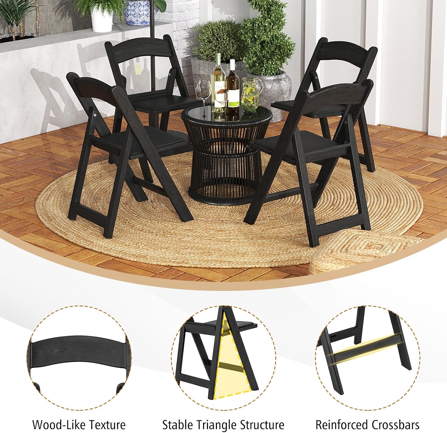 Giantex 20-Pack Folding Chairs, Portable Resin Event Chairs with Padded Seat, All-Weather Resin Frame, 1100 lbs Static Capacity, Lightweight Foldable Chair for Office, Wedding, Party, Outdoor
