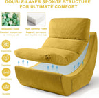Comfy Reading Chair for Adults, Modular Sectional Sofa Bean Bag Chair, Cloud Boneless Couch Style with High Rebound Foam, Single Seat Compressible Sofa for Living Room & Bedroom, Yellow