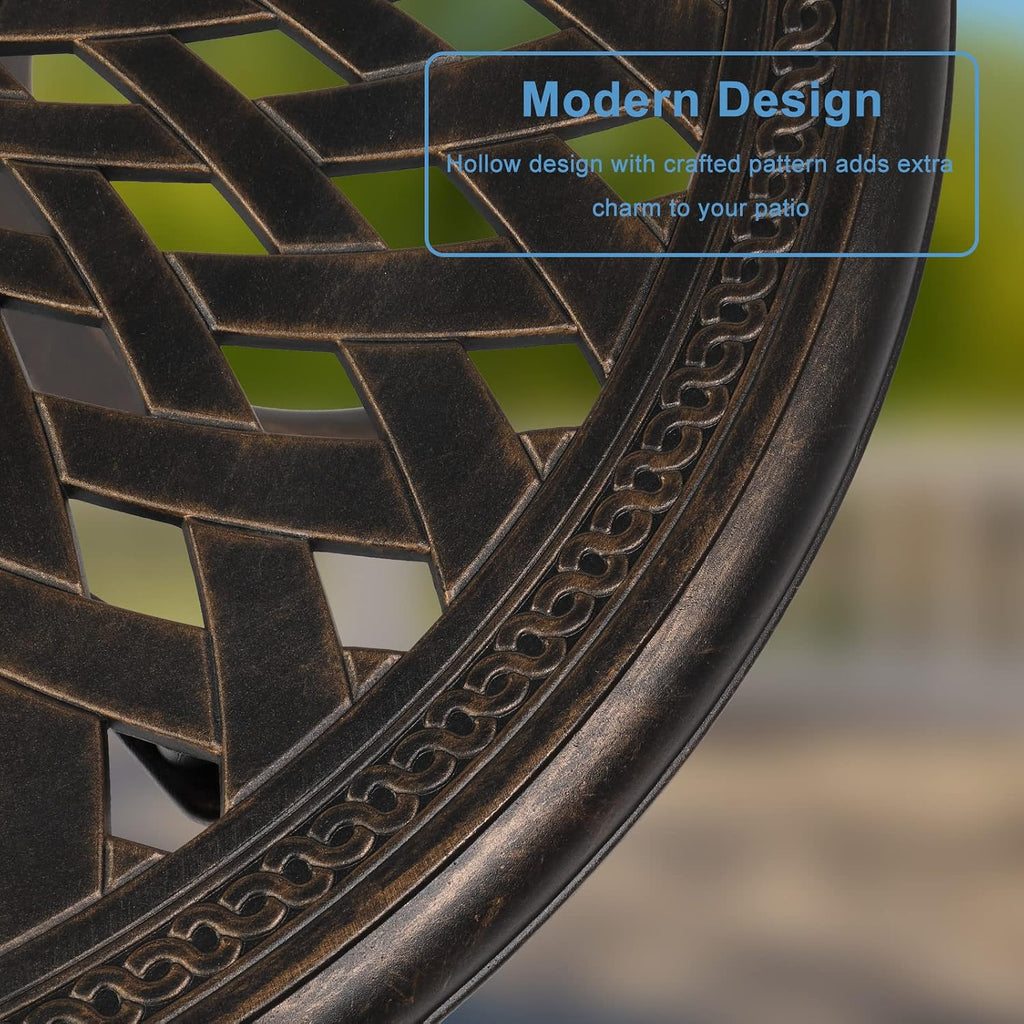 78x78x75cm Circular Diamond Top Cast Aluminum Table, Bronze