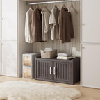 Outdoor Shoe Bench, Waterproof UV-Resistant Indoor Resin Shoe Cabinet, Entryway Shoe Storage with 2 Doors, Living Room, Bedroom, Gray (Two-Door)