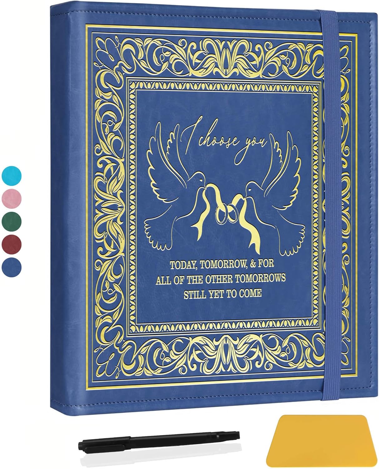 Valentine's Day Photo Album for 3x5 4x6 5x7 Pictures,Anniversary Hand Made DIY Albums for Girlfriend Boyfriend,Couples Memory Book,Engagement Scrapbook Album (Album Choose you-Dark Blue)