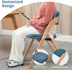 HOMEFUN Folding Chairs with Cushion Padded Foldable Chiars 4 Pack - Wooden Dining Seat with Removable Cover Extra for Guests Kitchen Office Wedding Party Picnic, Smog Blue