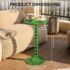 Acrylic Round Side Table, 11.8" D x 21.7" H Clear Pedestal End Table with Column Base, Space-Saving Nightstand Accent Tables for Living Room, Bedroom, Balcony, Easy Assembly, Green