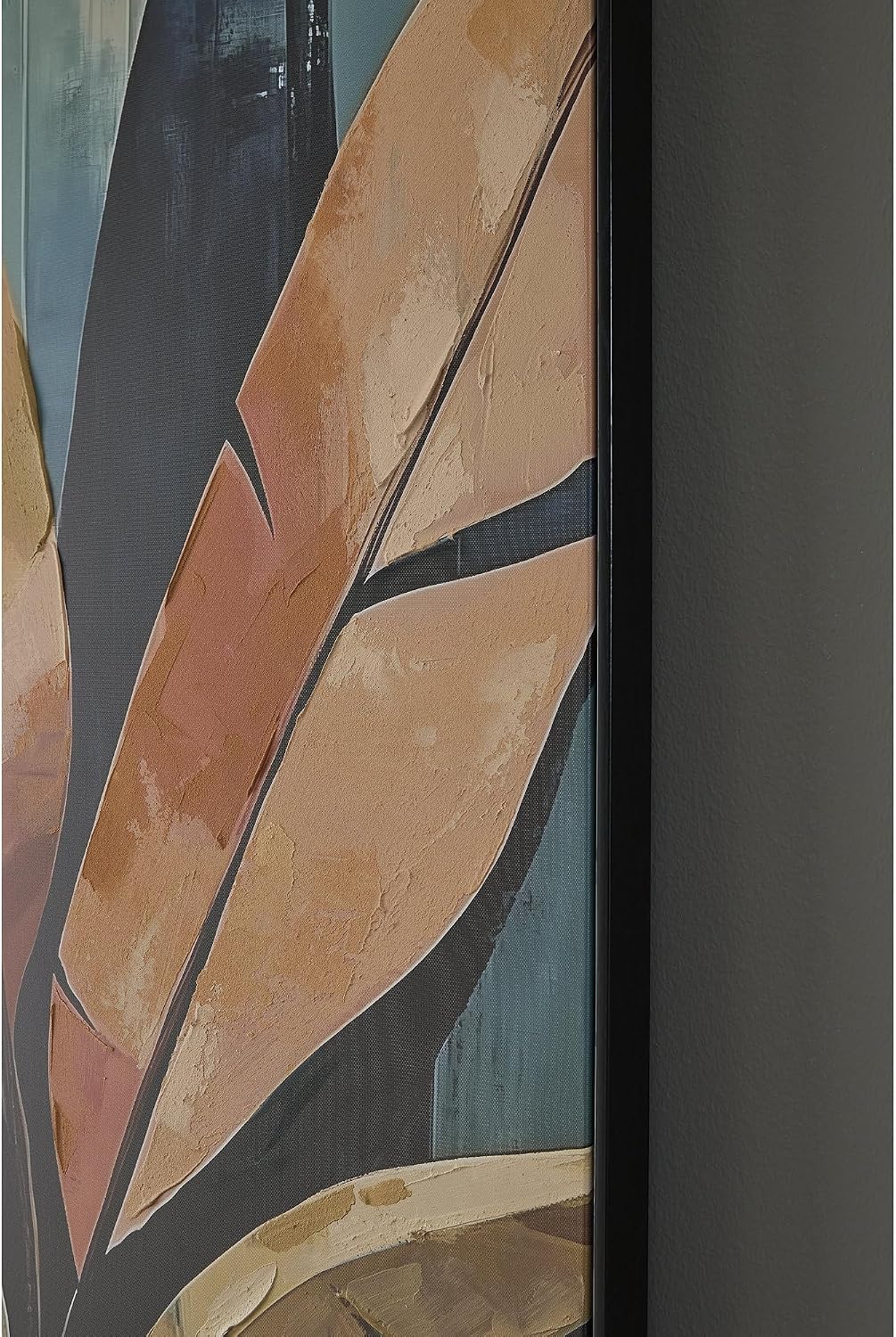 Signature Design by Ashley Laurelie Wall Art, Large Gallery Wrapped Canvas with Hand Painted Embellishment, Framed Black Finish for Living Room Entryway or Bedroom Decor