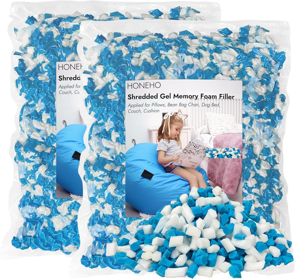 10LBS Shredded Memory Foam Filling Bean Bag Filler, Added Gel Particles Comfortable and Soft,Very Suitable for Filling Bean Bags, Pillows,Dog beds, Sofa Mats