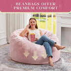 Hobestluk Bean Bag Chair for Adult Giant Beanbag with Filler Pink 3FT | Breathable Material Removable Machine Washable Cover Memory Foam Living Room Bedroom Reading Gaming Oversized Large Big