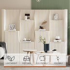 Portable Accordion Paper Room Divider with Storage Shelves, Folding Privacy Screen Partition Wall, Freestanding Room Separator for Office, Studio Apartment, Home, Dorm, Exhibition (13.2'W x 6.6'H)