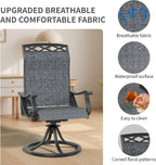 Patio Swivel Chair Set of 2, High Back Textilene Patio Chairs, Swivel Dining Chairs for Outdoor – 360° Swivel Rocker Chair, All-Weather Metal Frame for Porch, Garden, Deck, Poolside (Gray-2, 2PC)