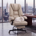 Ergonomic Gaming Office Chair for Adults, Big and Tall Heavy Duty Computer Desk Chair, High Back Video Game Chair with Footrest, Comfortable Leather Home Wide Gamer Chair with Lumbar Support (Beige)