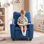 Costzon Kids Recliner Chair with Cup Holder, Toddler Adjustable Lounge Chair w/Footrest for Boys Girls Room, Ergonomic Baby Child Furniture Sofa for Age 3+ Gifts, Kids Mini Recliner up to 150 lbs