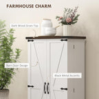 HOMCOM 47" LED Kitchen Pantry Cabinet, Farmhouse Storage Cabinet with 5 Deep Shelves and 12 Door Shelves, Freestanding Food Pantry with Barn Door, White