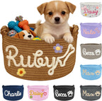 Personalized Dog Cat Toy Storage Basket Bin with Name Custom Puppy Cotton Rope Organizer Box for Toys Pet Supplies Puppy Birthday Gifts Basket