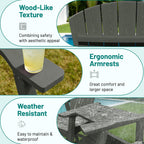 PLUUV Tall Adirondack Chairs Set of 2 with Double Connecting Trays, All Weather HDPE Bar Height Outdoor Chairs, Outdoor Adirondack Barstools with Umbrella Hole for Balcony, Patio, Backyard, Grey