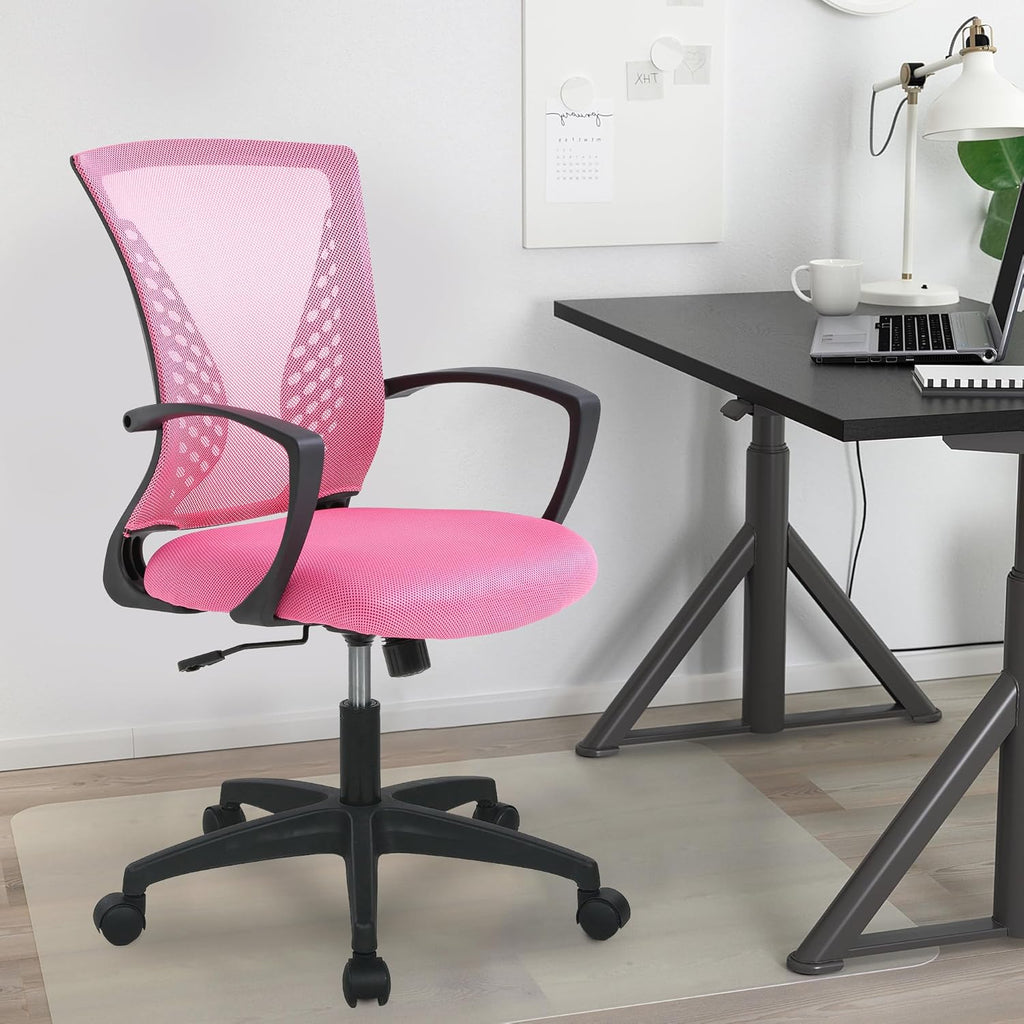 PayLessHere Office Computer Gaming Chair Ergonomic Mesh Desk Chair Adjustable Video Game Chairs with 360 Degrees Swivel Wheels Armrest Lumbar Support for Home Office,Pink