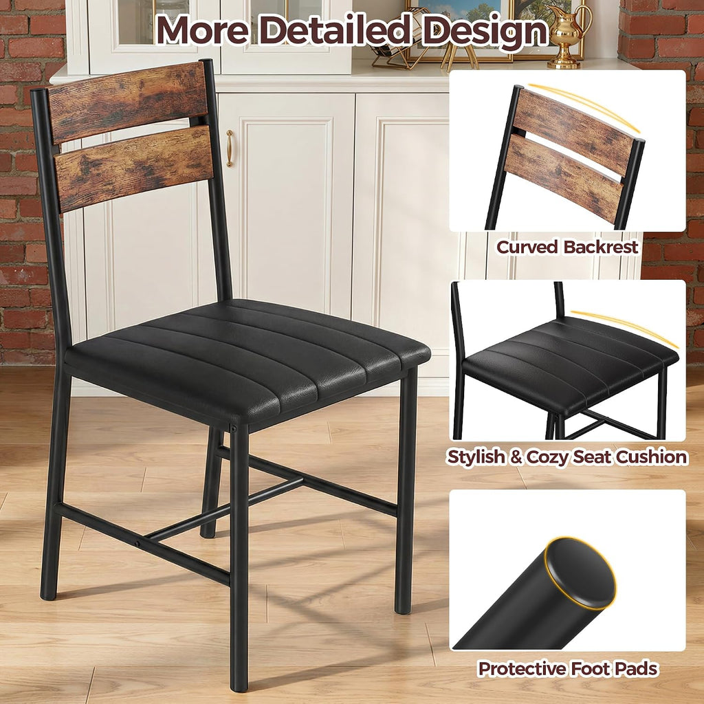 IRONCK Upholstered Dining Chairs Set of 4, Modern Dining Room Chairs with Ergonomic Backrest, MDF Board and Metal Frame, Kitchen Chairs for Dining, Kitchen and Living Room, Rustic Brown