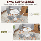 Round Dining Table 27.5" White Tulip Table with Pedestal Base for 2-4 People Small Space - Kitchen Living Room Cafe