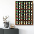 Barydat Shot Glass Display Case Wood Shot Glass shelf holder 56 Compartments Wall-mounted Rustic Bar Cabinet(Brown,1 Pcs)
