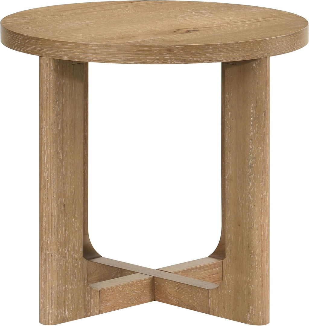 Coaster Home Furnishings - Kessler - Wood - End Table with Circular Surface, Cross Bracing, and Thick Top - Living Room - 23.5-Inch - Light Oak - 735987