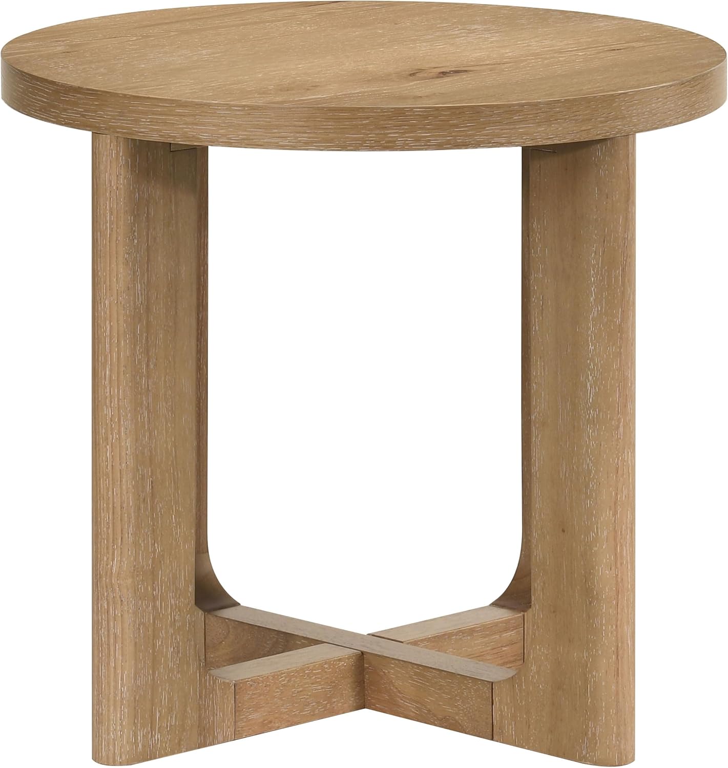 Coaster Home Furnishings - Kessler - Wood - End Table with Circular Surface, Cross Bracing, and Thick Top - Living Room - 23.5-Inch - Light Oak - 735987