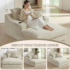 67.7" Chaise Lounge Chair Indoor with Cup Holders & Side Pocket, Oversized Boneless Lounger Chairs Indoor with 3 Soft Pillows, Deep Seat Reading Lounge Couch for Living Room, Apartment, Camel