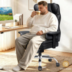 Big & Tall Office Chair 400 lbs – 21.3" Wide Seat High Back Ergonomic Executive Chair with Retractable Footrest, Heavy Duty Computer Gaming Chair for Heavy People, Black