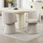 Swivel Dining Chair Set of 1, Modern Chenille Upholstered Boucle Swivel Barrel Chair, Comfy Fabric Accent Side Chairs for Kitchen Dining Living Vanity Room Bedroom, Beige