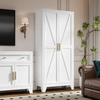 LCAOPC 71" Tall Metal Storage Cabinet with 2 Doors and 4 Adjustable Shelves, 5-Tier Kitchen Pantry Storage Cabinet for Kitchen, Living Room, Dining Room and Office, White
