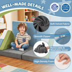 Costzon Modular Kids Play Couch, Snow Mountain Theme Toddler Foam Building Fort for Inspiring Creativity, Convertible Foam and Floor Cushion for Boys Girls for Playroom, Bedroom Gifts (Snow Mountain)