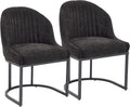 Dining Chairs Set of 2, Linen Upholstered Dining Room Chairs with Black Metal Legs, Modern Kitchen Side Chairs Reading Chair (Black+Black, Set of 2)