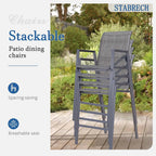 Outdoor Bar Stools Set of 2, 44'' Patio Bar Chairs with Textile High Back, Bar Height Chairs with Straight Armrest and Footrest, Grey