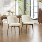 YOUNIKE Dining Chairs Set of 8 Mid Century Modern Kitchen Chair with High Back Boucle Fabric Upholstered Armless Chair 20" Wide Padded Seat with Wooden Leg for Kitchen Dining Living Room Bedroom Beige