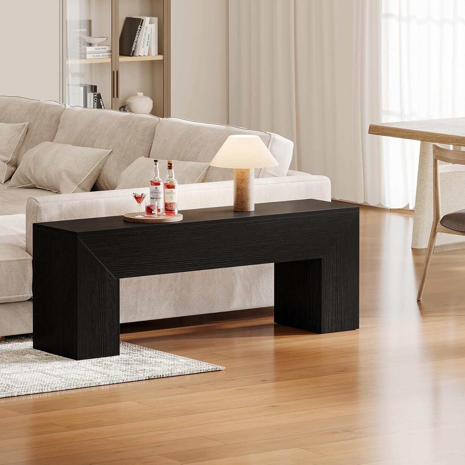 Tribesigns 47'' Wooden Entryway Bench, Farmhouse Entry Bench Seat, Indoor End of Bed Bench with Storage Capability for Living Room, Bedroom, Hallway, Easy Assembly, Black