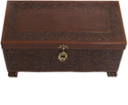 NOVICA Artisan Handmade Cedar and Leather Chest Brown Woodleather Peru Furniture Trunks Colonial 'Colonial Days'