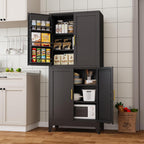 PAOFIN 75" H Metal Storage Cabinet, Pantry with 6 Door Shelves and 4 Adjustable Shelves, Leveling Foot for Kitchen, Living Room and Dinning Room, Black
