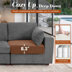 113" Oversized Sectional Sofa Set, Extra Large Modular Couch with Ottoman, Upholstered Chenille Cloud Couch Deep Seat Sofa Cushion Covers Removable for Living Room (4 Seater L Shaped Light Grey)