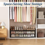 ENJOYBASICS 3 Tier Expandable Shoe Rack for Closet, Free Standing Metal Shoe Shelf Storage Organizer Holder 18 Pairs, Adjustable Width Shoe Rack for Entryway Small Space, Black