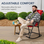 Best Choice Products Outdoor Zero Gravity Rocking Chair, Folding Reclining Patio Lounge Chair with Adjustable Pillow for Lawn, Beach, Camping - Brown