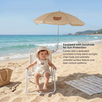 Kids Beach Chair with Umbrella, Foldable Toddler Chair with Sun Shade, Portable Beach Camping Pool Fishing, 37x30x50 cm, Bear Pattern