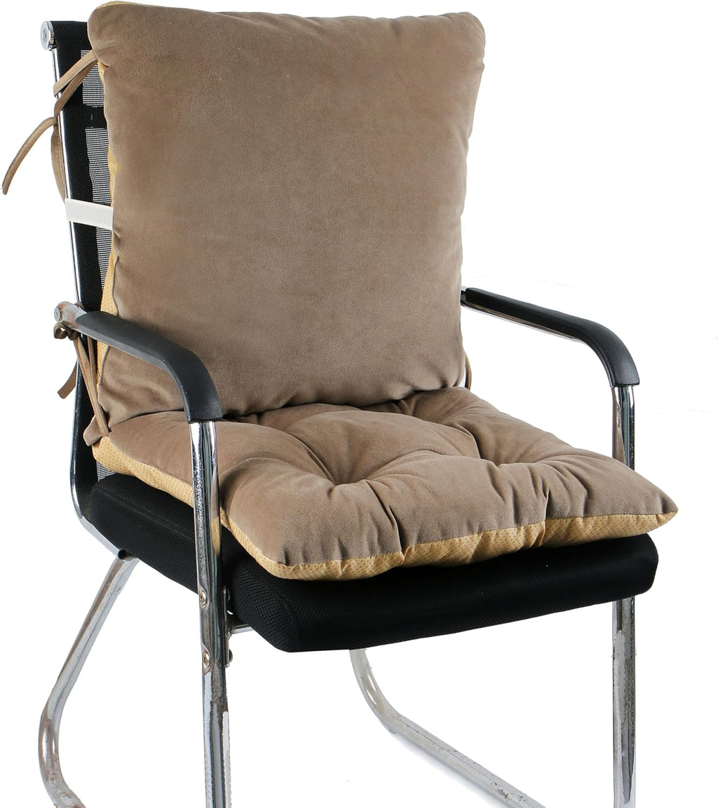 ALIBO Low Back Pain Relief Desk Kitchen Office Chair Lumbar Support and Tufted Seat Pads Cushion Nonslip Soft Recliner Backrest Pads with Adjustable Straps and Ties