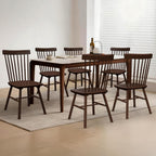 AreShark Windsor Dining Chairs, Farmhouse Wooden Dining Room Chairs, Solid Wood Kitchen Chairs with Spindle Back Set of 4, Brown