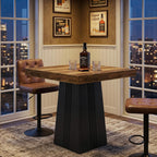 Tribesigns Square Bar Table, 35.4" H Bistro Pub Table with Fluted Hollow Base for Living Room Home Bar Cafe, Small Space (Only Table)