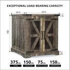 Farmhouse End Table, 24" Large End Tables with Storage, Rustic Square Sofa Beside Table with Glass Barn Door, Wood Side Table Square Nightstand for Living Room, Bedroom, Office (Antique Finish)